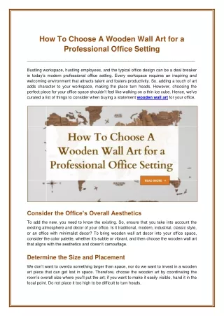 How To Choose A Wooden Wall Art for a Professional Office Setting