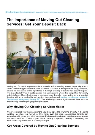 The Importance of Moving Out Cleaning Services Get Your Deposit Back