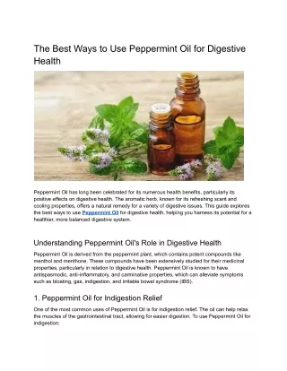 The Best Ways to Use Peppermint Oil for Digestive Health