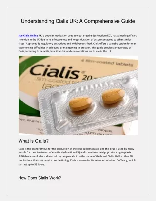 Understanding Cialis UK A Comprehensive Guide