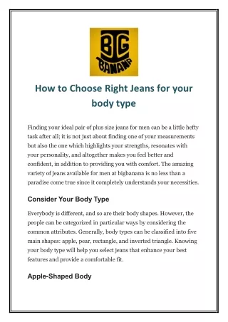 How to Choose Right Jeans for your body type