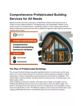 Comprehensive Prefabricated Building Services for All Needs