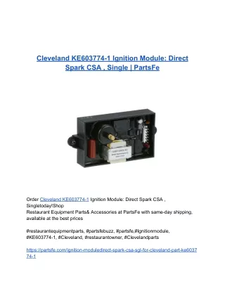 Cleveland KE603774-1 Ignition Module_ Direct Spark CSA , Single _ PartsFe