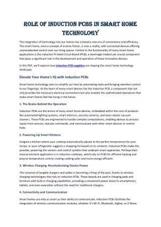 Role of Induction PCBs in Smart Home Technology