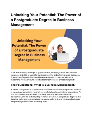 Unlocking Your Potential_ The Power of a Postgraduate Degree in Business Management