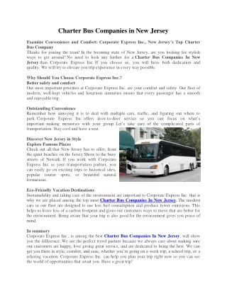 Charter Bus Companies in New Jersey