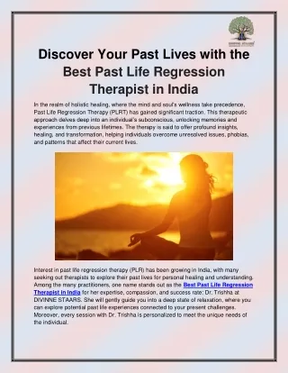 Best Past Life Regression Therapist in India