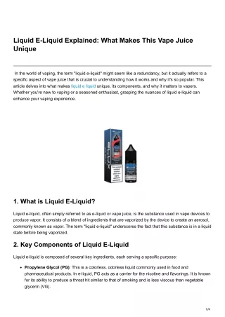 Liquid E-Liquid Explained What Makes This Vape Juice Unique