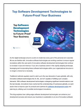 Top Software Development Technologies to Future-Proof Your Business