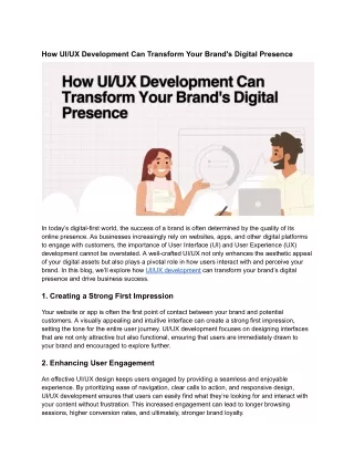 How UI_UX Development Can Transform Your Brand's Digital Presence