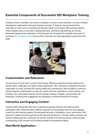 Essential Components of Successful DEI Workplace Training