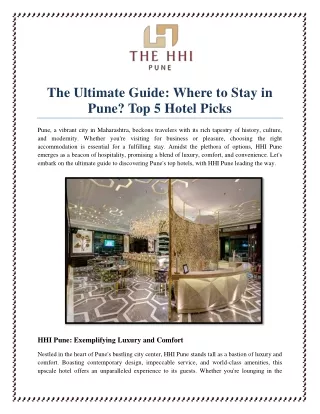 The Ultimate Guide: Where to Stay in Pune? Top 5 Hotel Picks