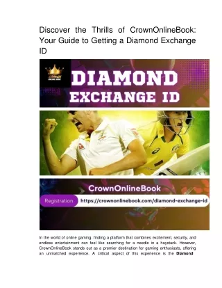 Discover the Thrills of CrownOnlineBook_ Your Guide to Getting a Diamond Exchange ID