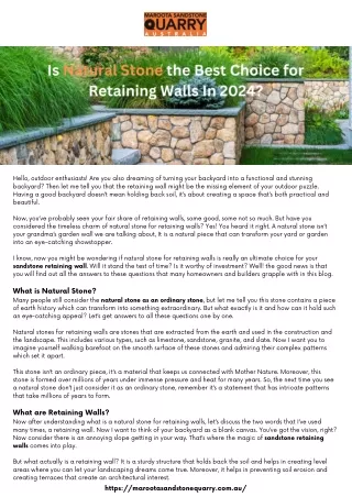 Is Natural Stone the Best Choice for Retaining Walls In 2024
