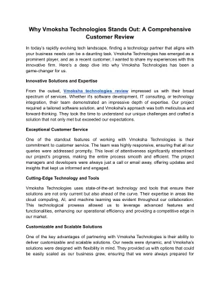 Why Vmoksha Technologies Stands Out_ A Comprehensive Customer Review