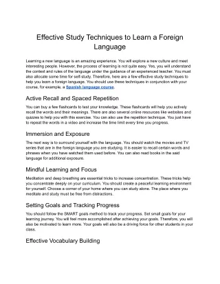 SIFIL- Effective Study Techniques to Learn a Foreign Language