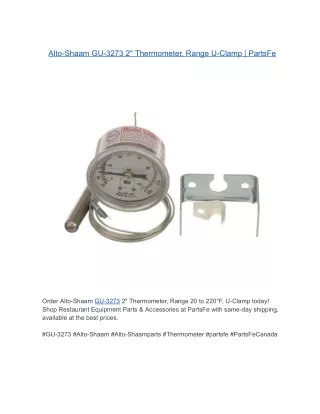Alto-Shaam GU-3273 2" Thermometer, Range 20 to 220°F, U-Clamp | PartsFe