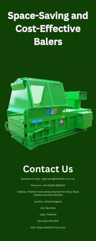 Space-Saving and Cost-Effective Balers