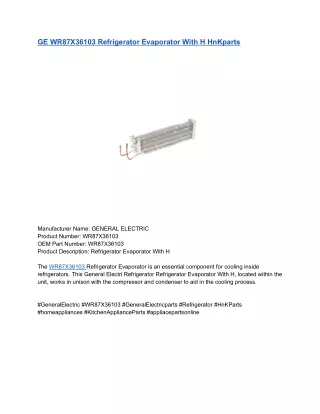 GE WR87X36103 Refrigerator Evaporator With H HnKparts