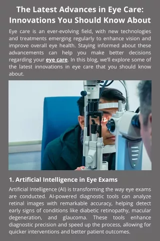 The Latest Advances in Eye Care- Innovations You Should Know About