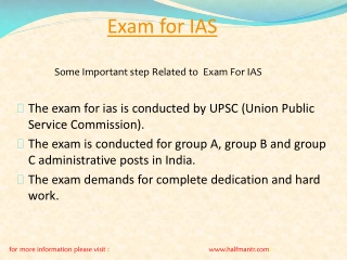 Some steps For Exam For IAS