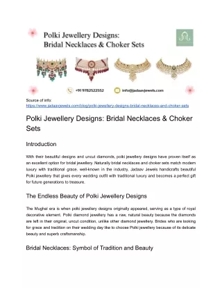 Polki Jewellery Designs: Bridal Necklaces & Choker Sets