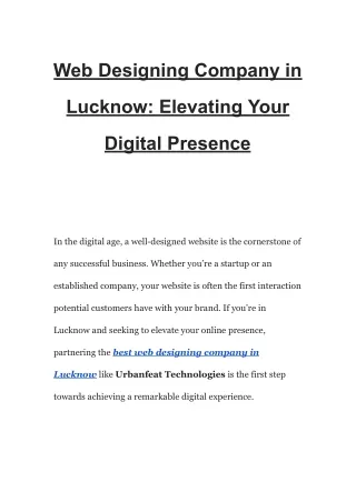 Web Designing Company in Lucknow_ Elevating Your Digital Presence