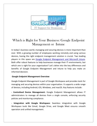 Which is Right for Your Business Google Endpoint Management or Intune