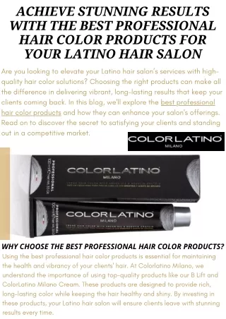 Achieve Stunning Results with the Best Professional Hair Color Products for Your Latino Hair Salon