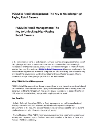 PGDM in Retail Management The Key to Unlocking High-Paying Retail Careers