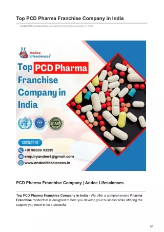 Top PCD Pharma Franchise Company in India