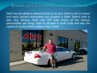 Benefits of Car on Rent Facilities in Metros