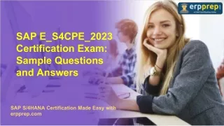 SAP E_S4CPE_2023 Certification Exam: Sample Questions and Answers