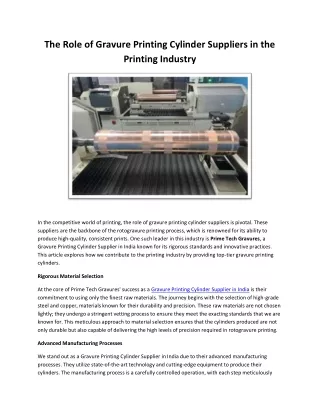 The Role of Gravure Printing Cylinder Suppliers in the Printing Industry