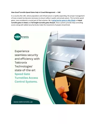 Impact of Turnstile Speed Gates on Crowd Management in UAE