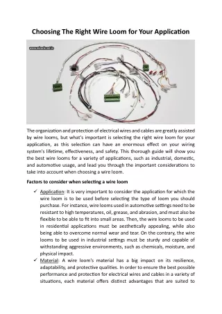 Choosing The Right Wire Loom for Your Application - Miracle Electronics Pvt Ltd