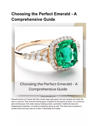 Choosing the Perfect Emerald - A Comprehensive Guide