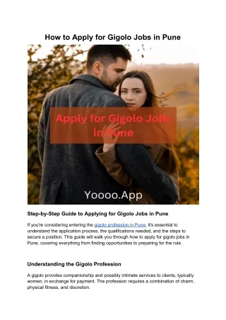 How to Apply for Gigolo Jobs in Pune