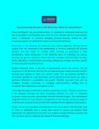 Top Accounting Services in Mt Waverley What You Should Know