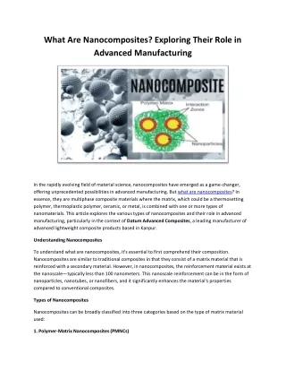 What Are Nanocomposites? Exploring Their Role in Advanced Manufacturing