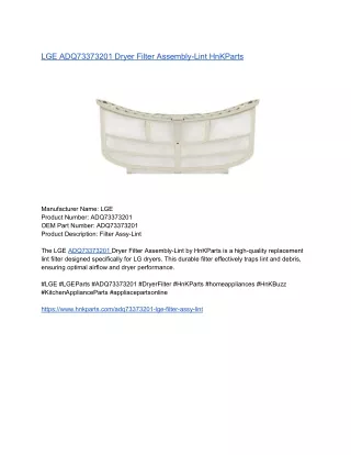LGE ADQ73373201 Dryer Filter Assembly-Lint HnKParts