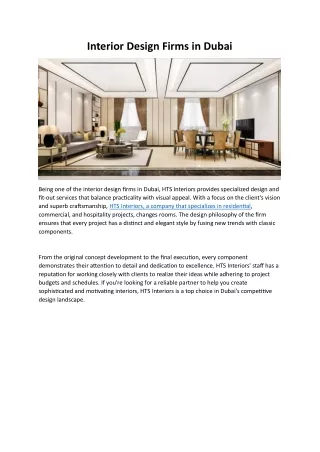 Interior Design Firms in Dubai