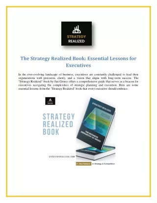 The Strategy Realized Book: Essential Lessons for Executives
