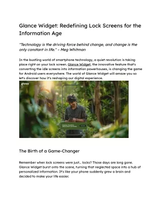Glance Widget_ Redefining Lock Screens for the Information Age