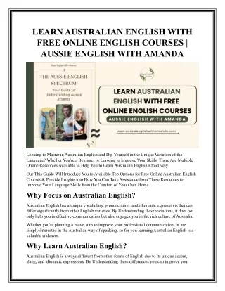 LEARN AUSTRALIAN ENGLISH WITH FREE ONLINE ENGLISH COURSES