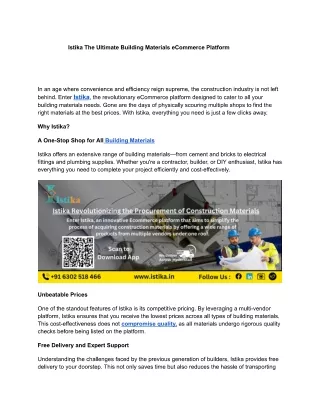 Istika The Ultimate Building Materials eCommerce Platform