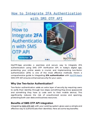 How to Integrate 2FA Authentication By MyOTP.App
