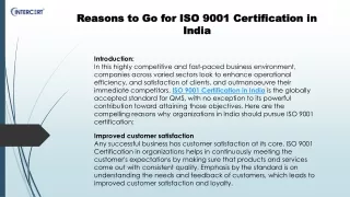 Reasons to Go for ISO 9001 Certification in India