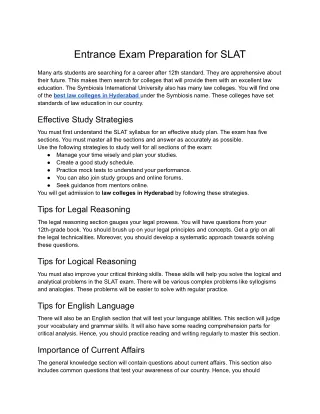 SLS Hyd- Entrance Exam Preparation for SLAT