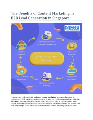 The Benefits of Content Marketing in B2B Lead Generation in Singapore